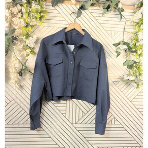 EMODA Women's KOREA BRAND Cropped Blue Jacket Long Sleeve Button Size S/M NEW